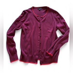 Ann Taylor ‘Ann’ Cardigan. Maroon & red trim. Sz. M